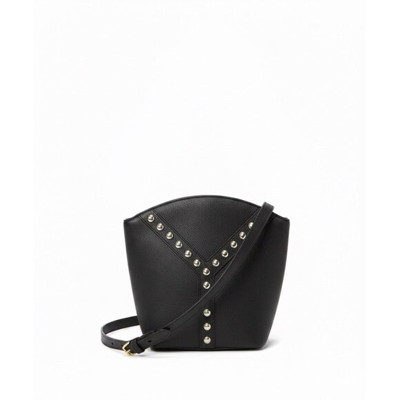 Yves Saint Laurent YSL Black Leather Crossbody Bag w Gold Studded Detail Luxury - Picture 1 of 9